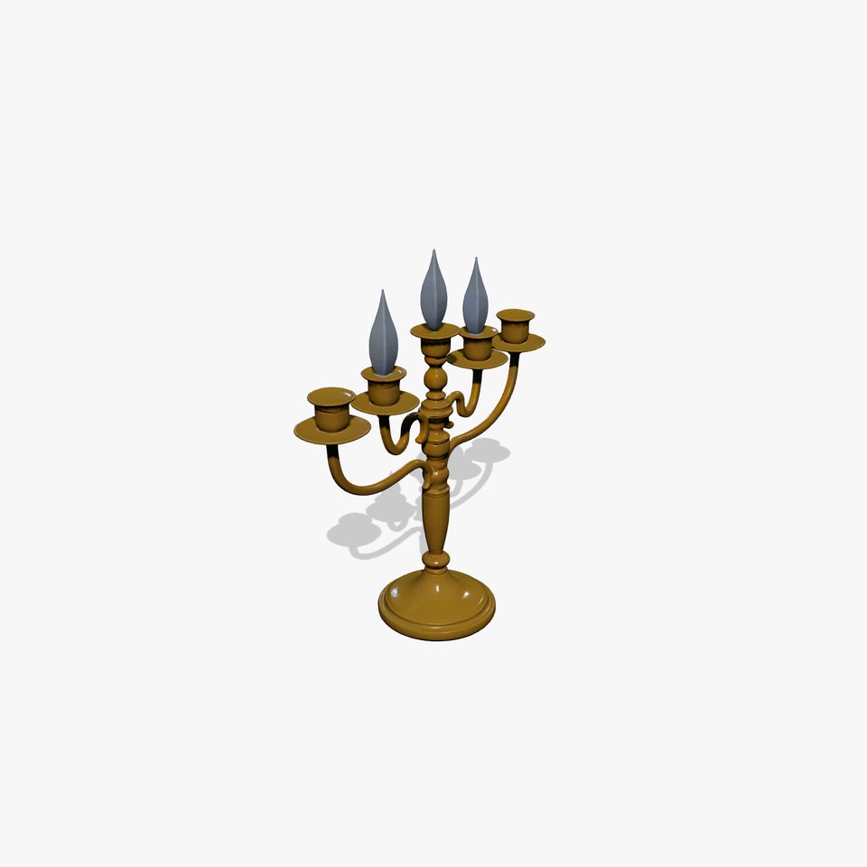 Elegant Brass Candelabra with Curved Arms model pack